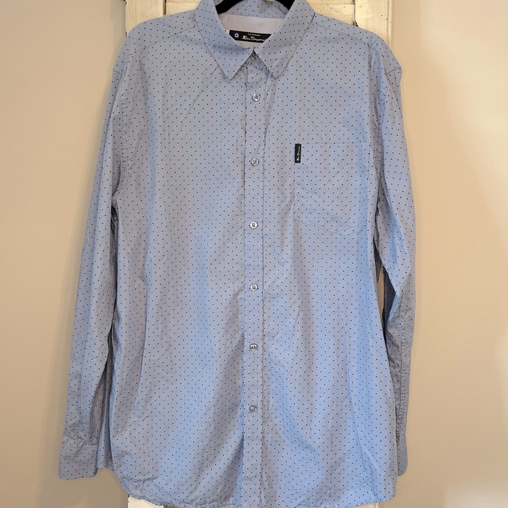 BEN SHERMAN Cotton Long Sleeve Button Up Polka Dot Shirt Size XXL